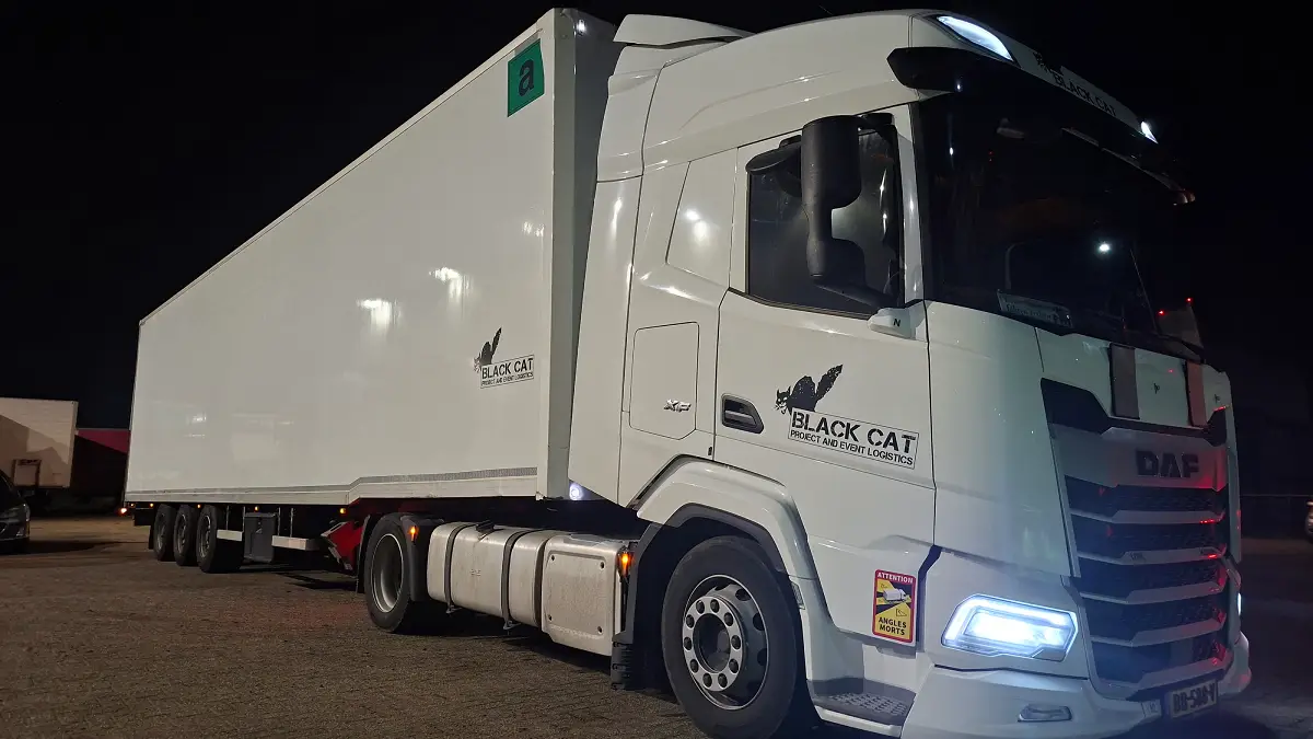 Tour truck arriving at arena